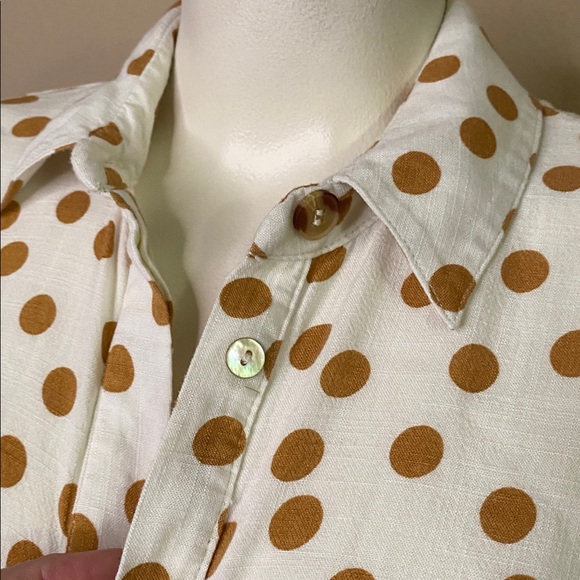 Zara White & Tan Polka Dots cropped viscose summer top 💕💕 M - Picture 4 of 8